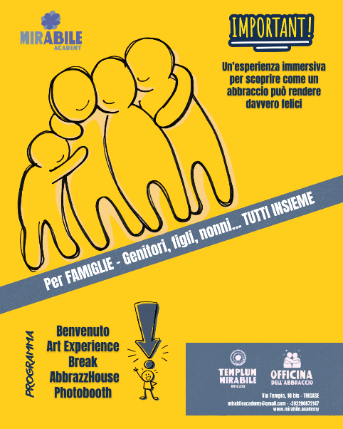 Esperienza immersiva Officina dell’Abbraccio per genitori, figli, nonni e famiglie